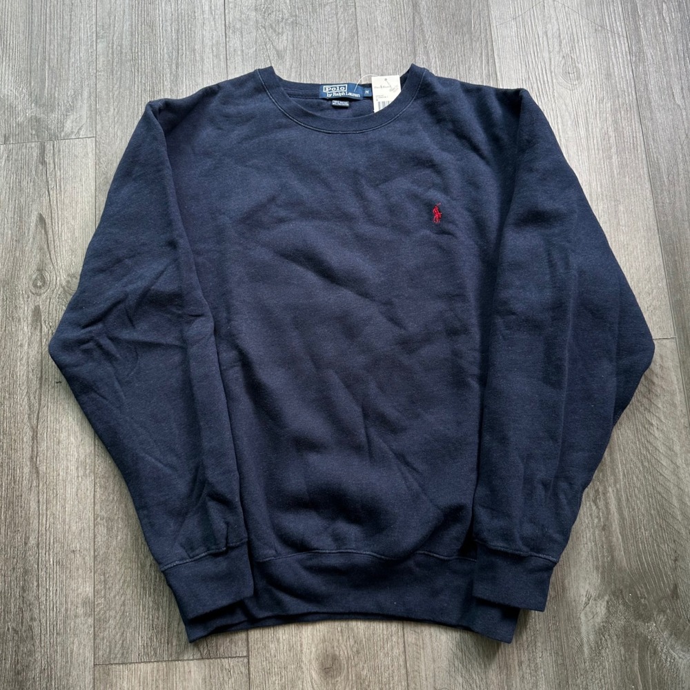 NWT Polo Ralph Lauren Navy Crewneck Sweatshirt Men's Size M Red Pony Logo